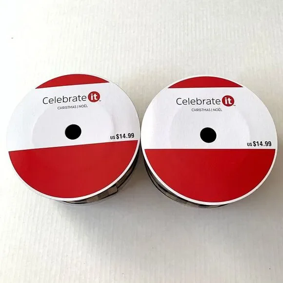 2 Celebrate It Christmas Plaid Buffalo Black Tan Wired Jumbo Ribbon 2.5 in New - Picture 2 of 5